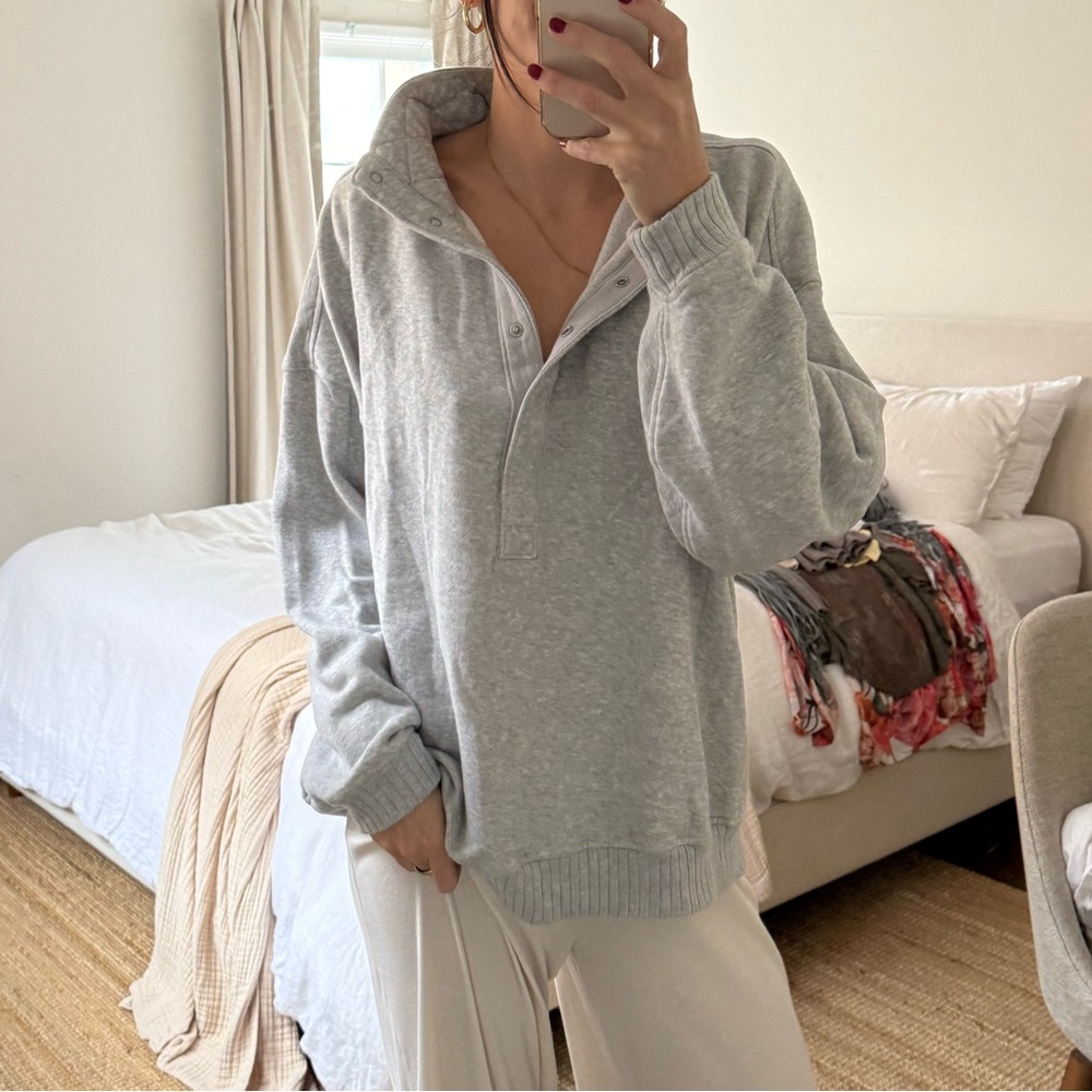 Aerie Light Gray Cozy Fleece Pullover